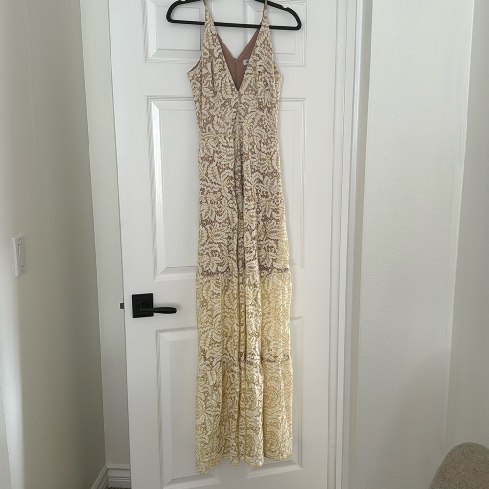 Dress the population long sleeveless dress
